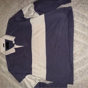 Abercrombie & Fitch Men's Blue and White Shirt Jacket